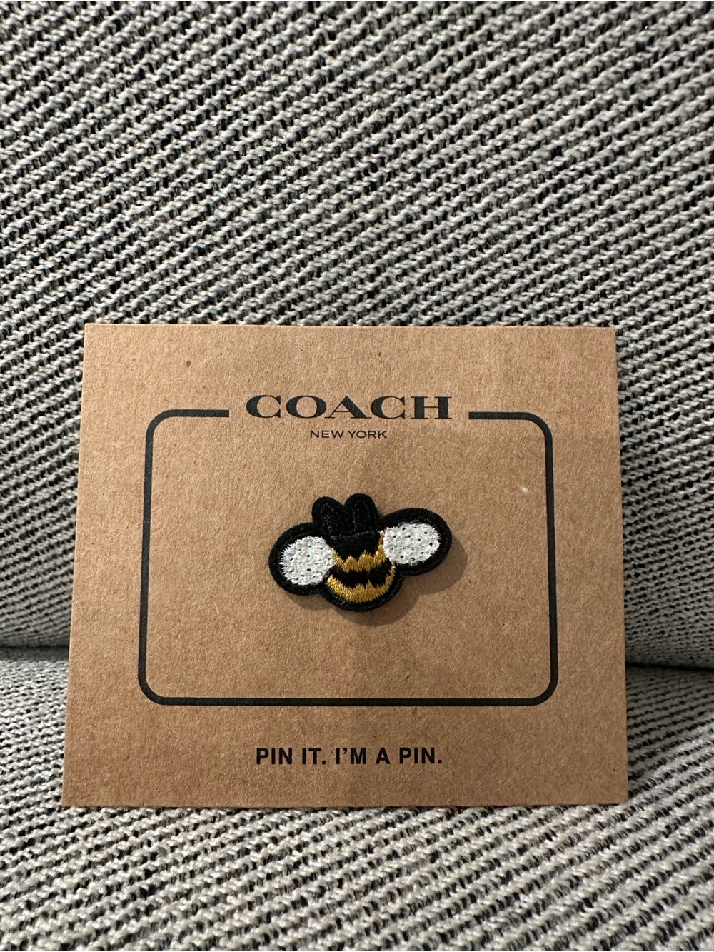 COACH New York Embroidered Bee Lapel Pin Badge